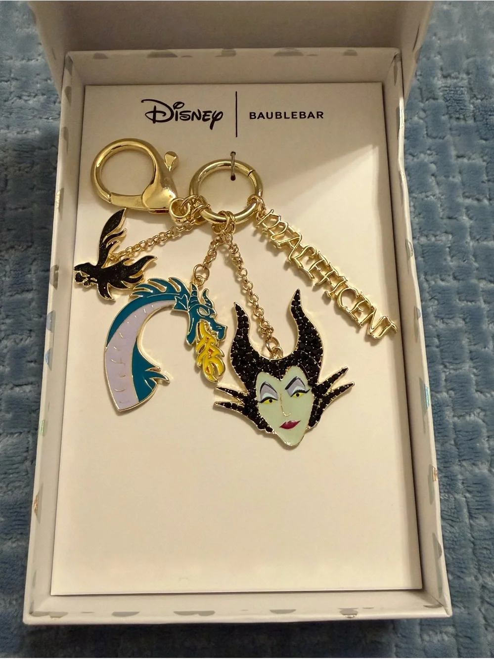 BaubleBar x Disney Maleficent Gold Tone Charm Keychain - New